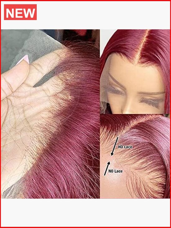 13x4 Lace Front Human Hair Wig Pre Plucked 180% Density Bob main image 6
